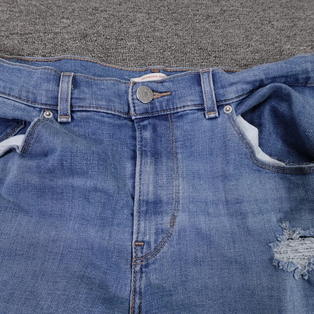 Levis Bermuda Shorts Mens 30 Blue Denim Distressed Cutoff Frayed Hem‎ 10 Inseam